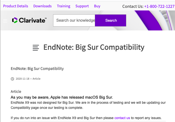 EndNoteX9 MAC 不支援BigSur