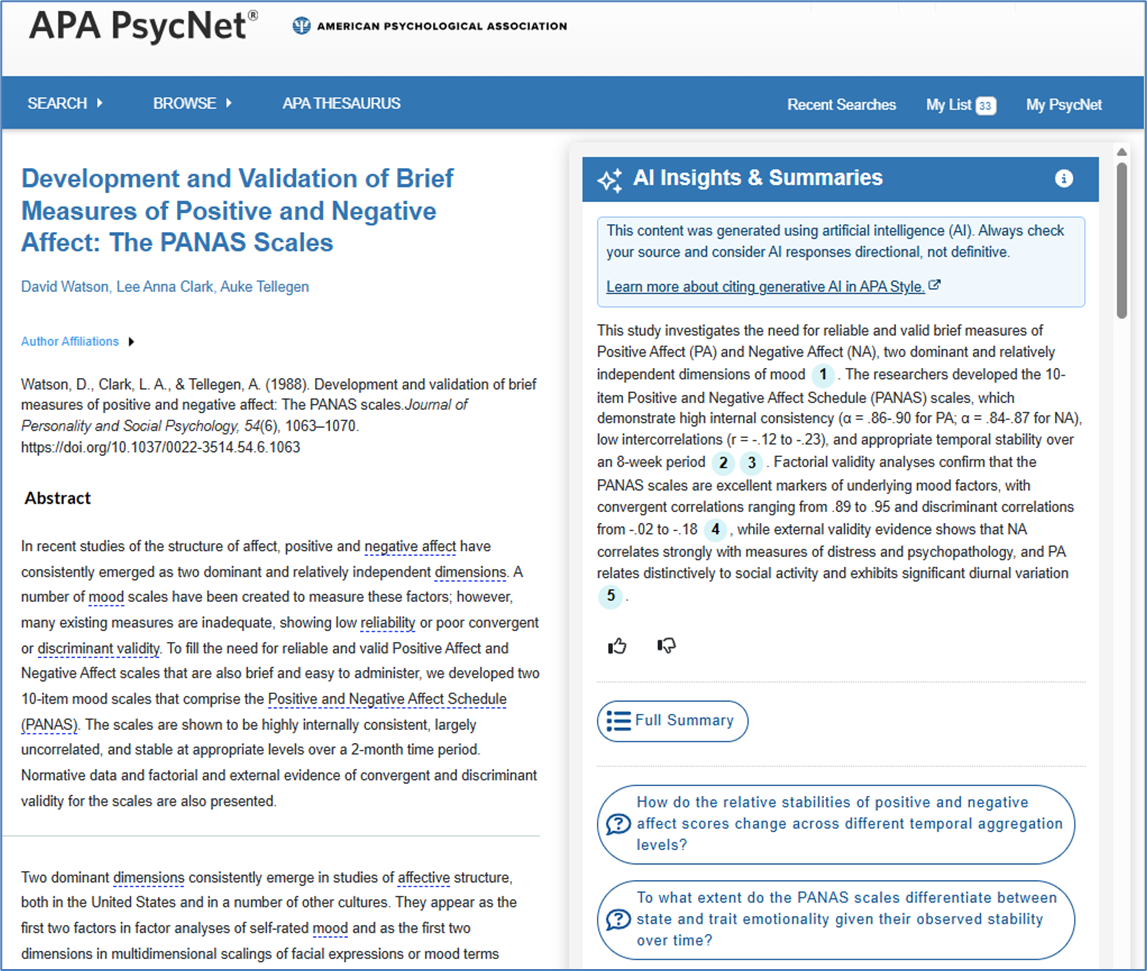 PsycArticles AI Insights