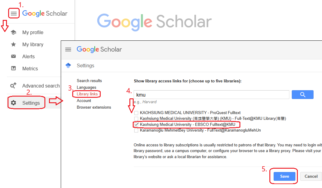 google學術搜尋設定