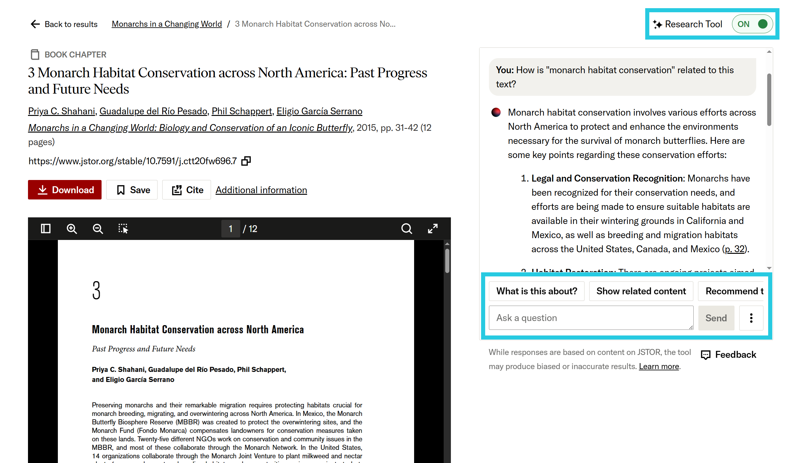 JSTOR interactive research tool