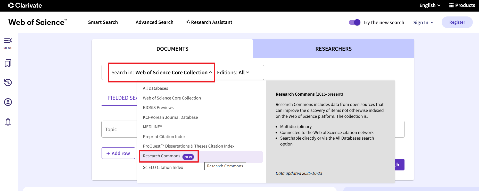 WOS Research Commons1